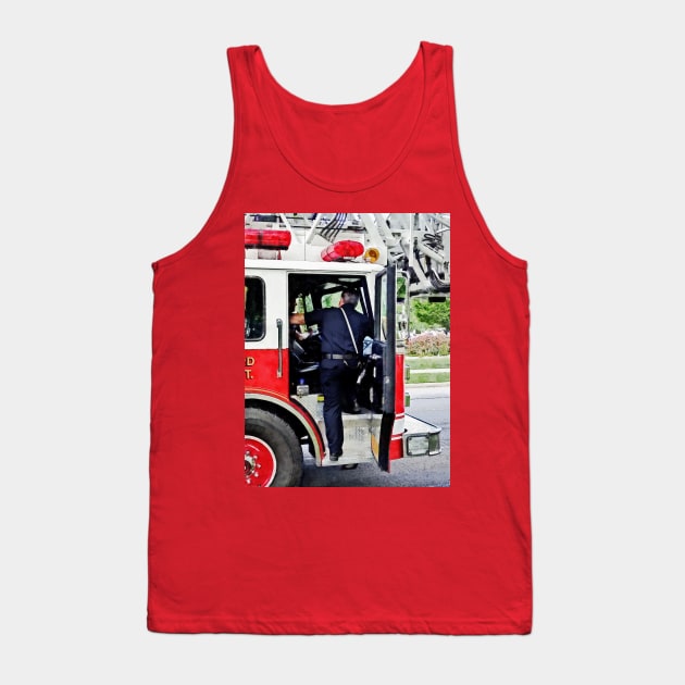 Firemen - Climbing into the Fire Truck Tank Top by SusanSavad